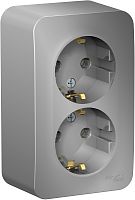 Розетка с заземлением накладная Systeme Electric Blanca 2-м. алюминий картинка